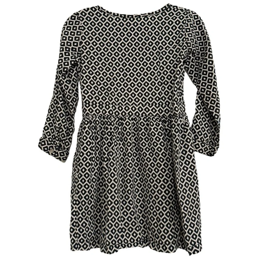 Carter’s Toddler Girl Black White Diamond Print Dress 5T Long Sleeve